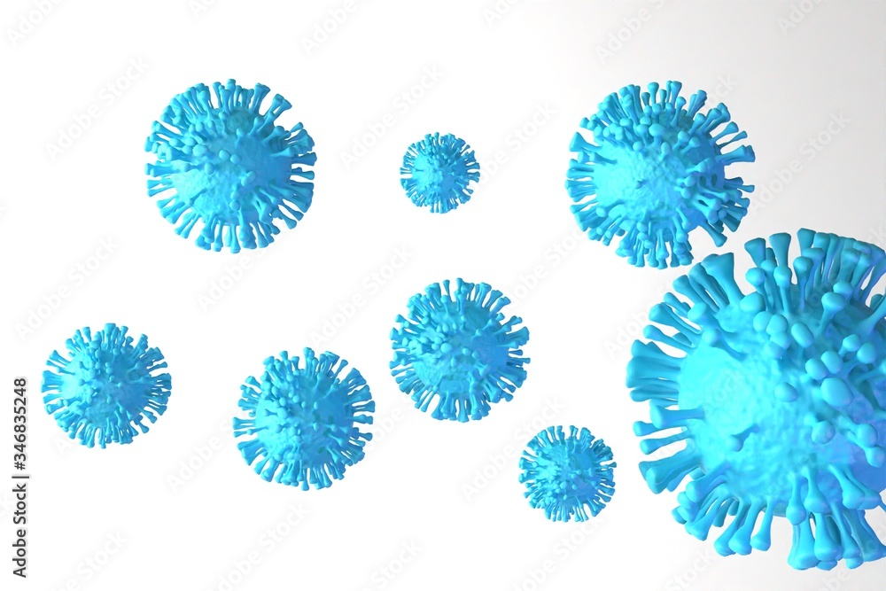 Virus Coronavirus Covid-19 simulazione modello render Virus Coronavirus Covid-19 simulazione modello render