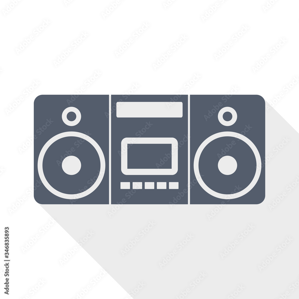 Music, stereo portable equipment flat design vector icon Music, stereo portable equipment flat design vector icon