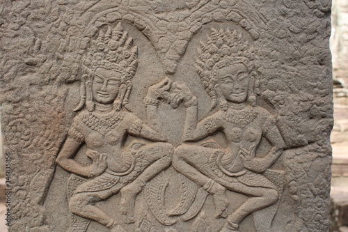 bas relief at angkor wat cambodia apsara photo