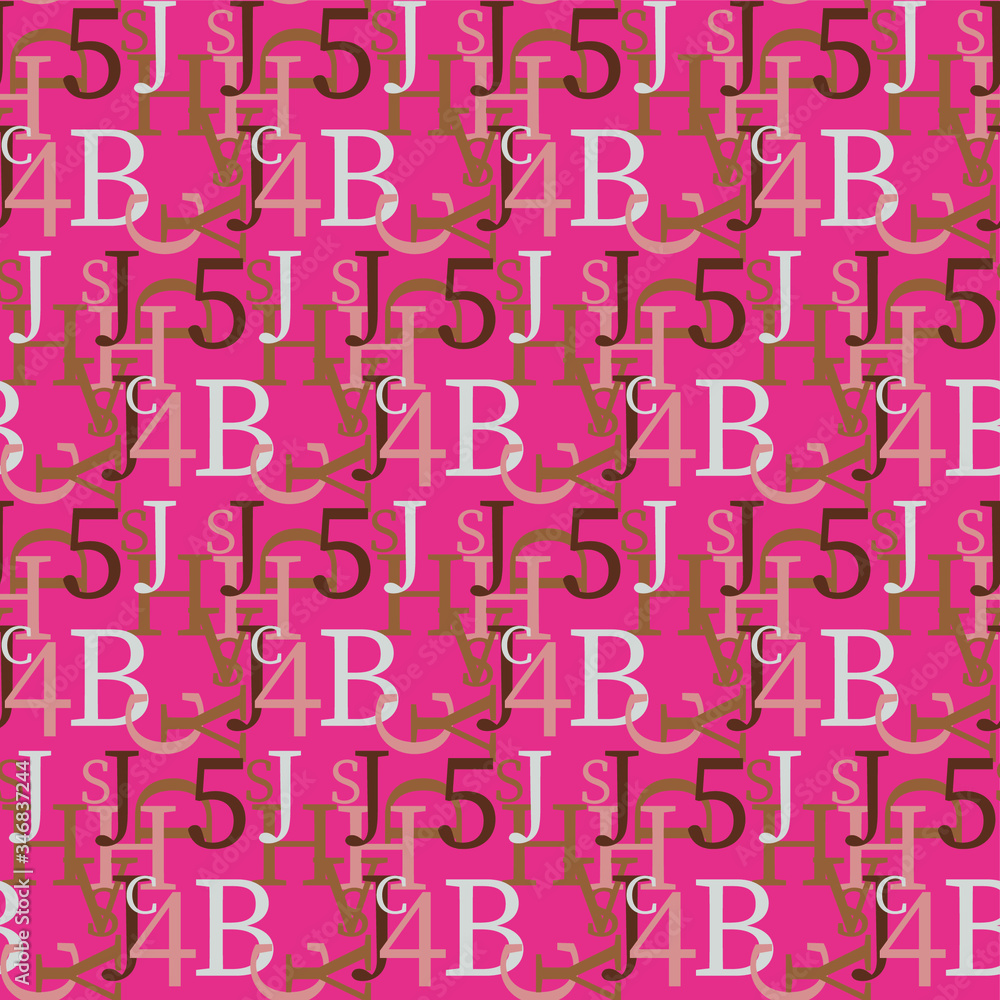 Set of vector seamless patterns. Latin alphabet, numbers, math symbols. Set of vector seamless patterns. Latin alphabet, numbers, math symbols.