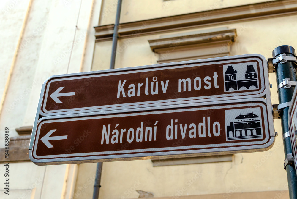street sign in Prague, Czech Republic