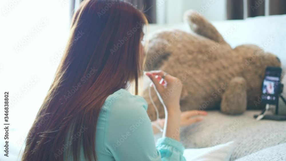 Happy women video call and studying online, concept of work from home and business working on home, social distancing. Happy women video call and studying online, concept of work from home and business working on home, social distancing.