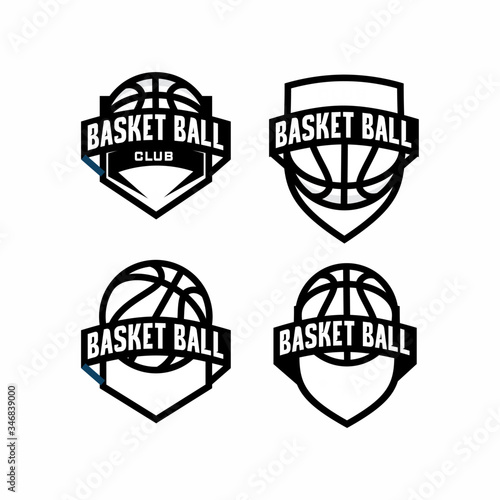 set collection basketball team tournament black logo icon design vector
