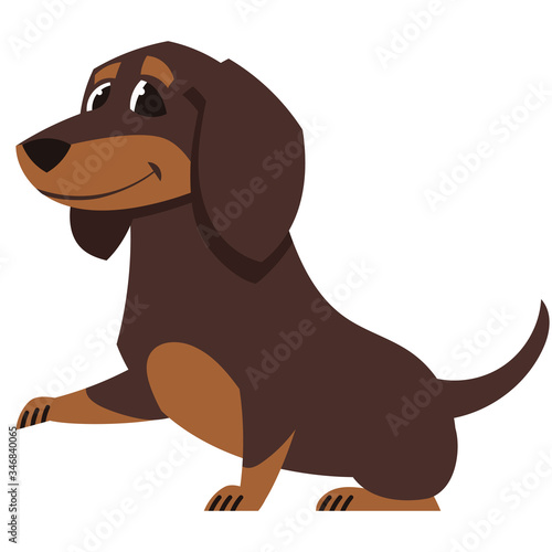 Dachshund dog giving paw. Cute pet in cartoon style.