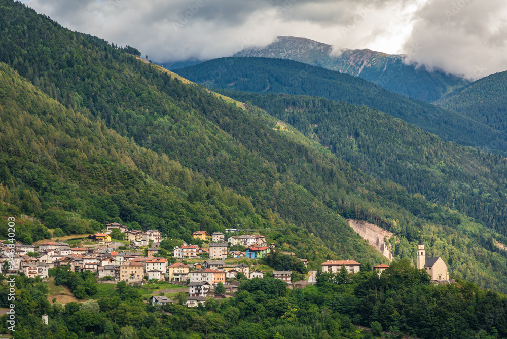 Cembra Valley landscape :  the village of Cembra, Valle di Cembra, Trentino Alto Adige, northern Italy
