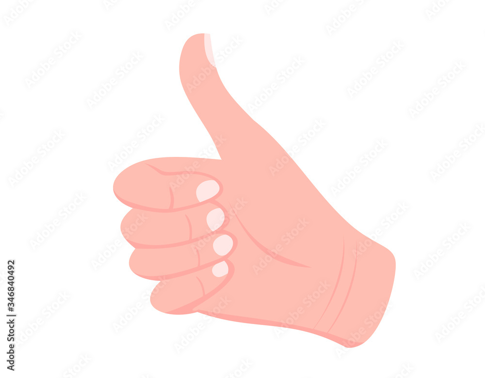 Hand showing symbol Like. Making thumb up gesture. Vector illustration isolated on a white background. Sign for web, poster, info graphic Hand showing symbol Like. Making thumb up gesture. Vector illustration isolated on a white background. Sign for web, poster, info graphic