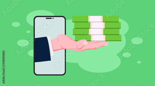 The concept of fast money. Online credit. The idea for microloans. Flat vector design.