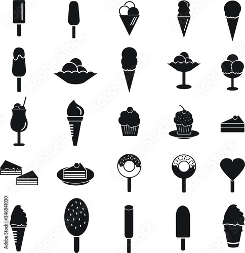 Ice cream vector icon set isolated on white background