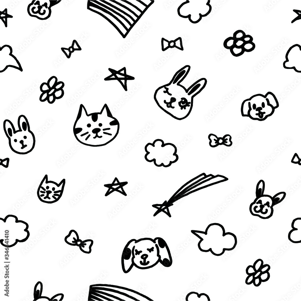 Fototapeta premium animal doodling on a white background