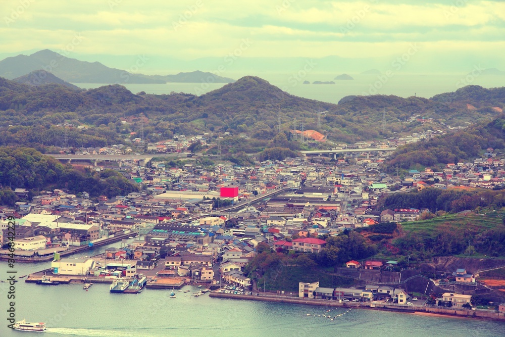 Onomichi, Japan. Retro filtered color style.