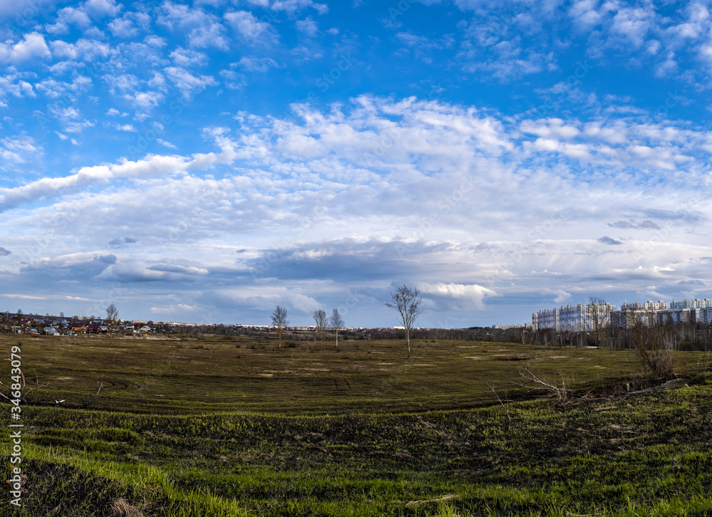 Panorama of the outskirts of the city of Ivanovo with the Sukhovka microdistrict and the village of Yasyunikha.