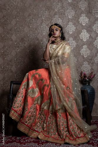 beautiful indian bride wearing traditional indian bridal dress