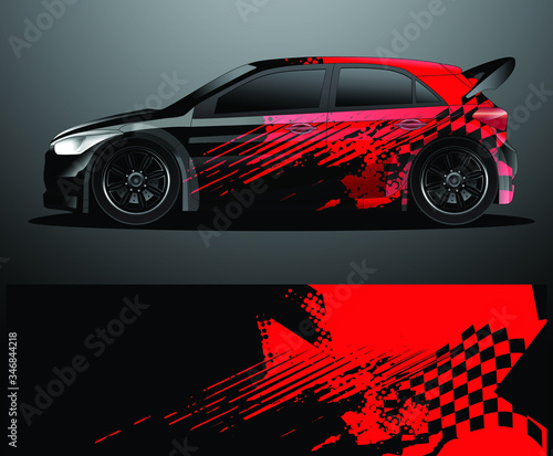 Rally car decal graphic wrap vector, abstract background
