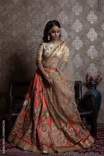 beautiful indian bride wearing traditional indian bridal dress