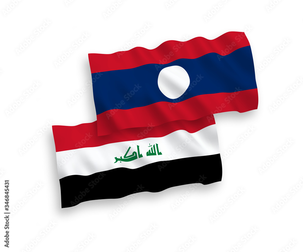 Flags of Iraq and Laos on a white background Flags of Iraq and Laos on a white background