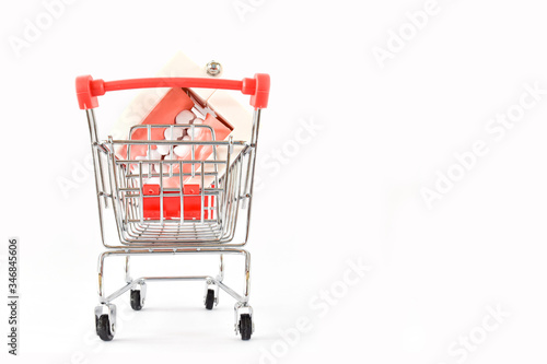 Teeth, Dental in shopping cart isolated on white background. Idea for teeth model dentist. © banphote