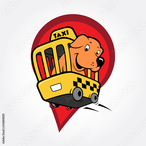 Deliver any goods quickly and in the best possible way merry dog on taxi yellow cars delivered to customers tasty bone 