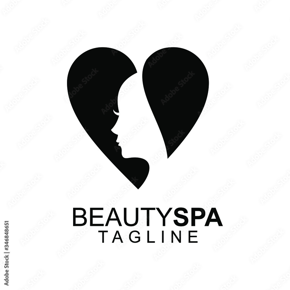women face beauty spa saloon black white logo icon design vector