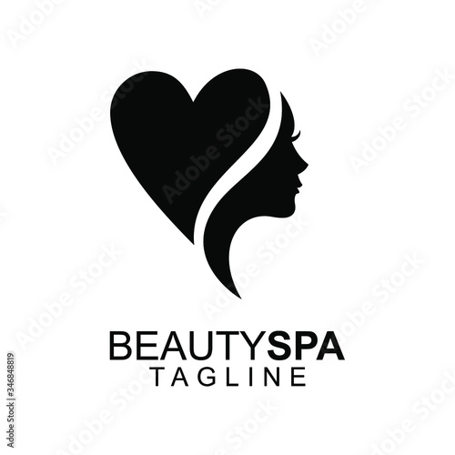 women face beauty spa saloon black white logo icon design vector