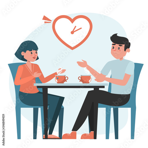 Man and woman on a speed dating