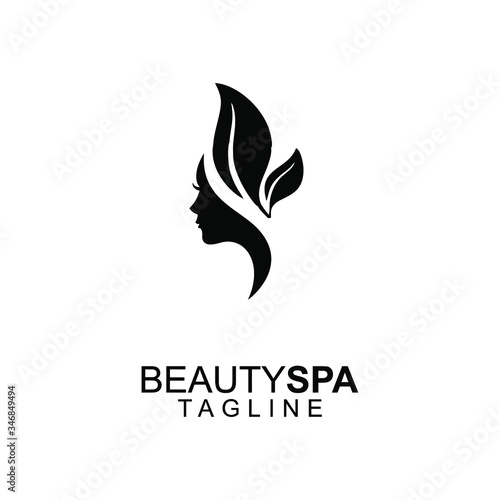 women face beauty spa saloon black white logo icon design vector