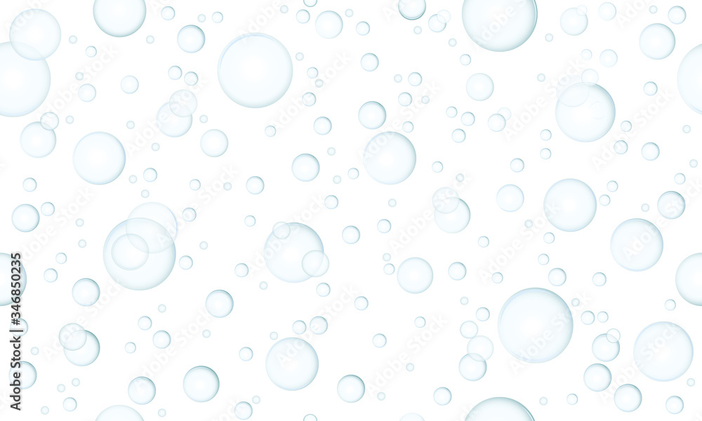 Delicate repeat background pattern of pale blue bubbles on a white background for print, textile or wallpaper, colored vector illustration