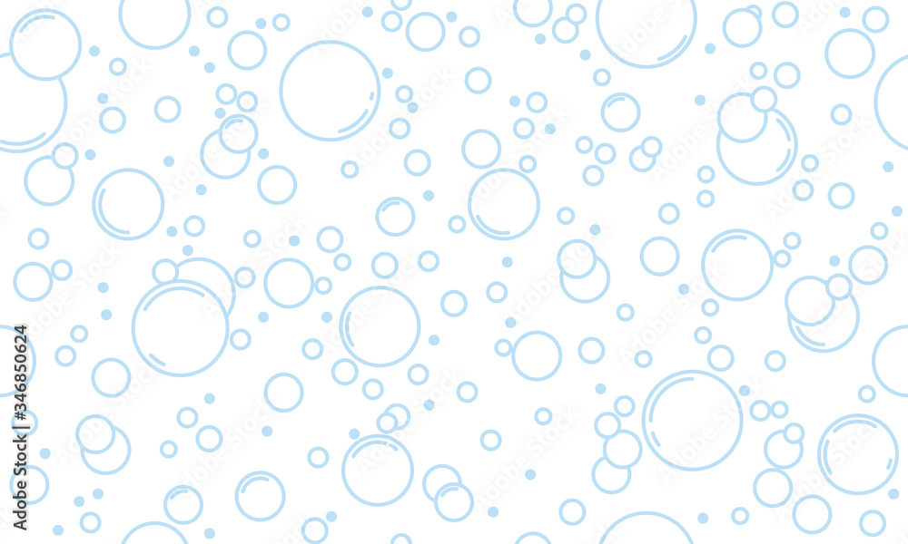 Delicate repeat background pattern of blue bubbles on a white background for print, textile or wallpaper, colored vector illustration