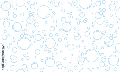 Delicate repeat background pattern of blue bubbles on a white background for print, textile or wallpaper, colored vector illustration