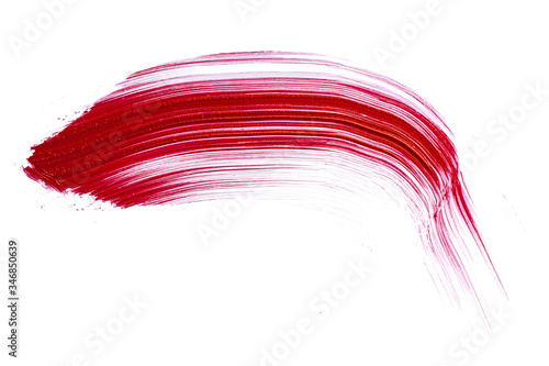 Red lipstick smudge stains isolated on white background