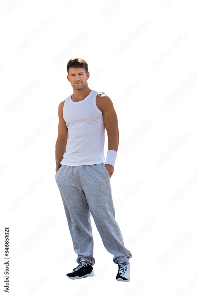 Cutout of young attractive man wearing sports wear Cutout of young attractive man wearing sports wear