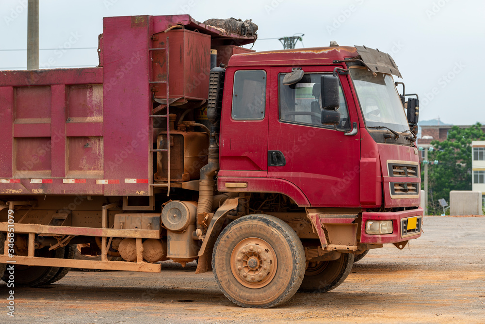 Close-up of a mud truck on a construction site Close-up of a mud truck on a construction site