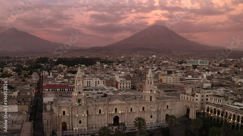 Drone shot of the city of Arequipa 