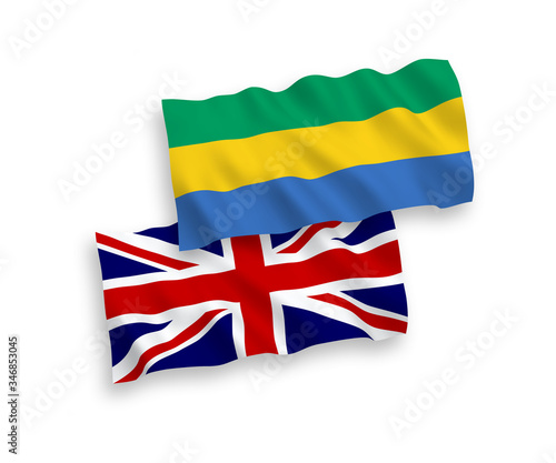 Flags of Great Britain and Gabon on a white background