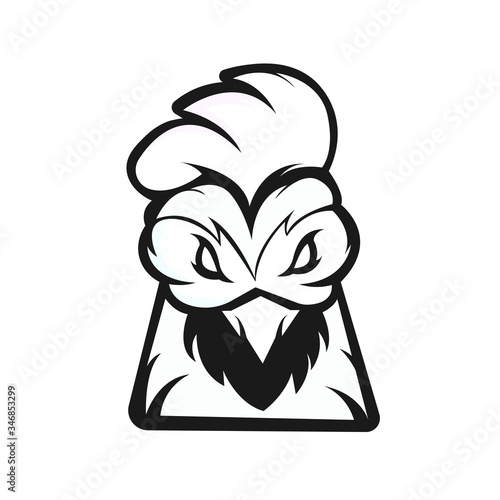 Rooster mascot logo silhouette version. Chicken logo in sport style, mascot logo illustration design vector
