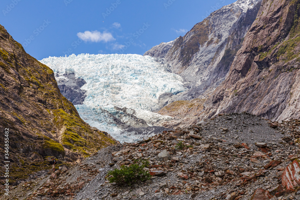 Franz Joseph Glacier. Around the cliffs and ice.  South Island, New Zealand