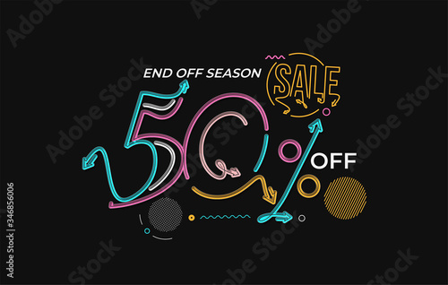 50  OFF Sale Discount Banner. Discount offer price tag.  Vector Modern Sticker Illustration.