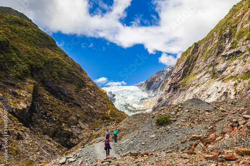 Blue Sky, Stone and Ice. Franz Joseph Glacier trackking. South Island, New Zealand