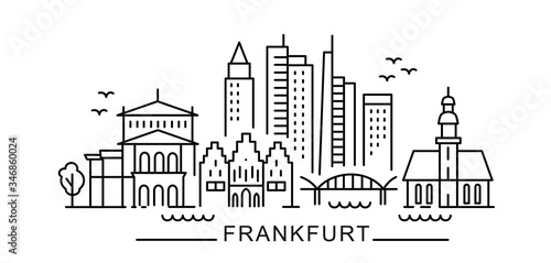 city of Frankfurt in outline style on white  photo