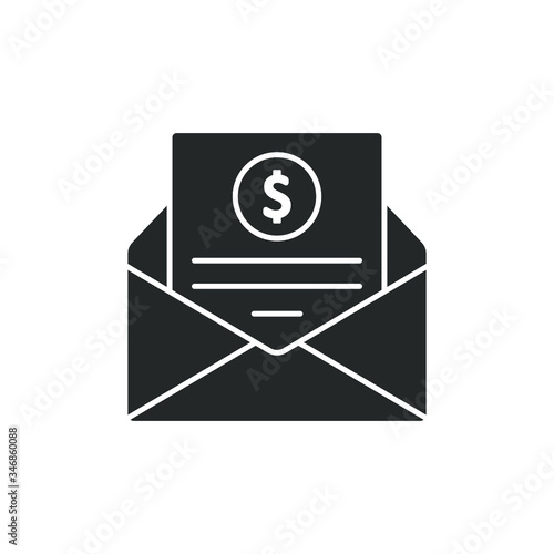 Mail icon with money isolated on white background