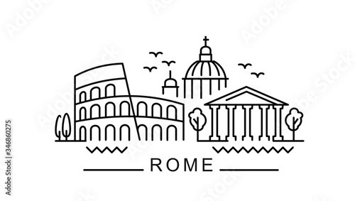 city of Rome in outline style on white background