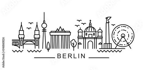 city of Berlin in outline style on white 