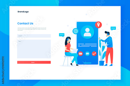 Illustration landing page template of contact us