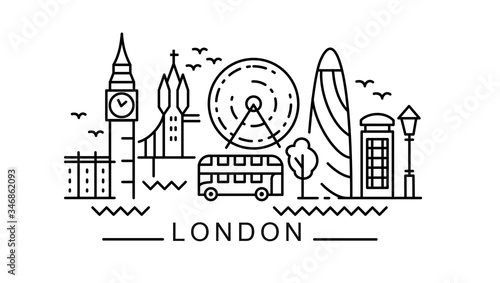 city of London in outline style on white 