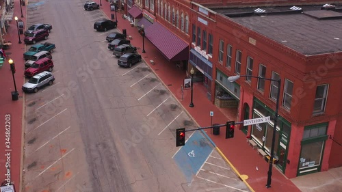 Red Sidewalks and Old Brick Buildings, Guthrie, Oklahoma, USA