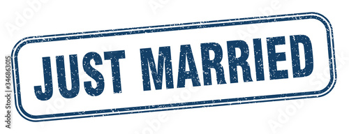just married stamp. just married square grunge sign. label