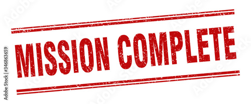 mission complete stamp. mission complete label. square grunge sign