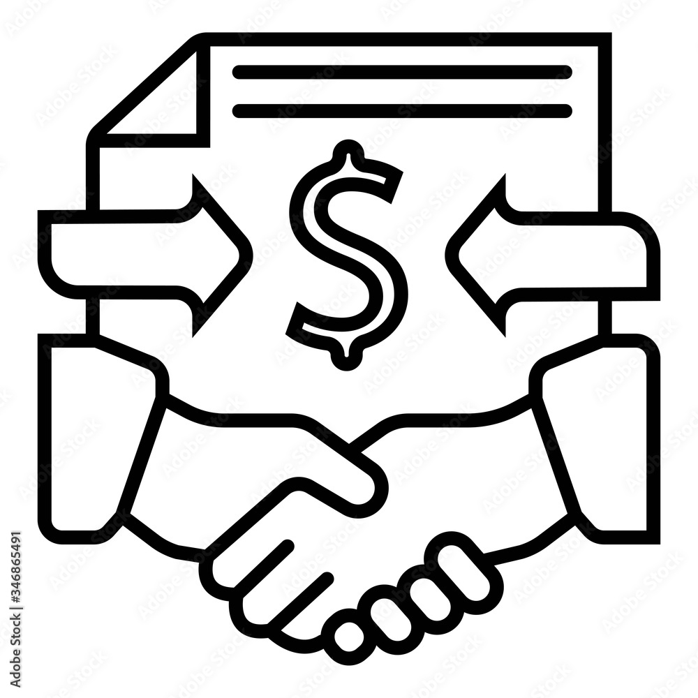 Handshake and money icon vector Handshake and money icon vector