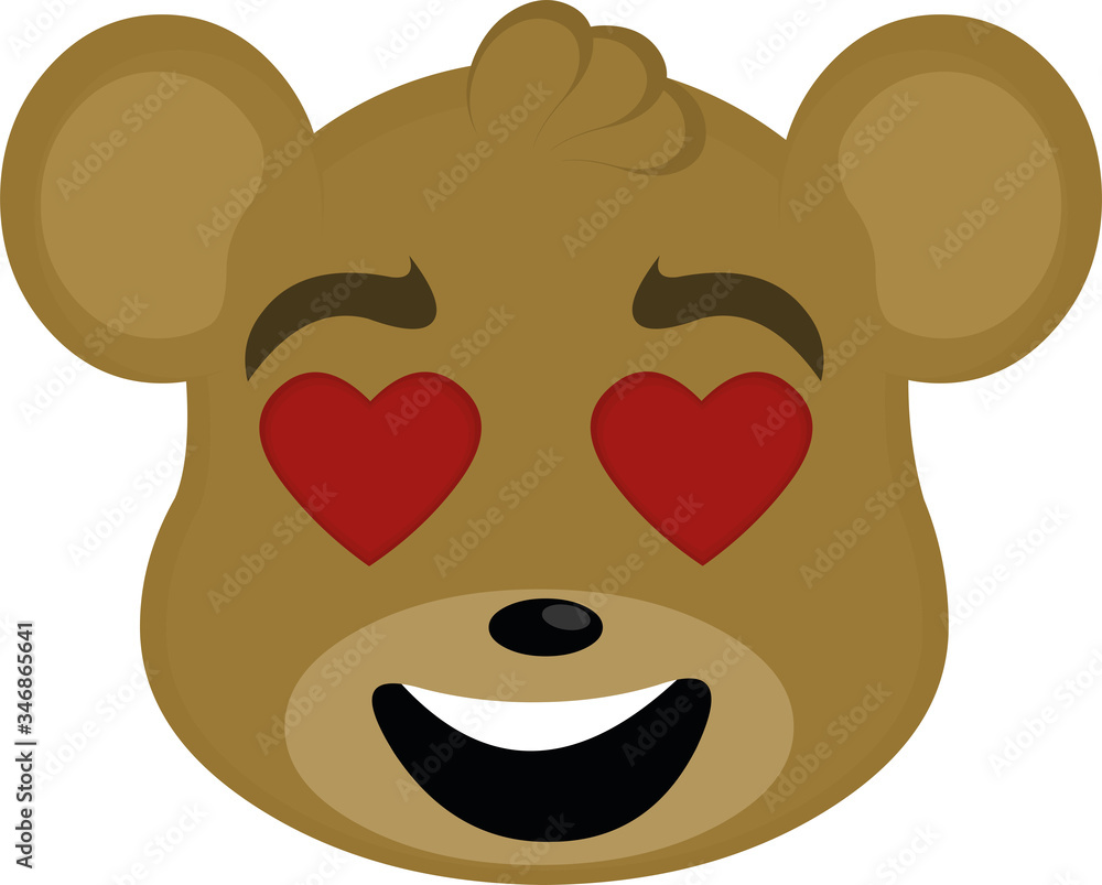 Vector illustration of a cartoon bear face in love Vector illustration of a cartoon bear face in love
