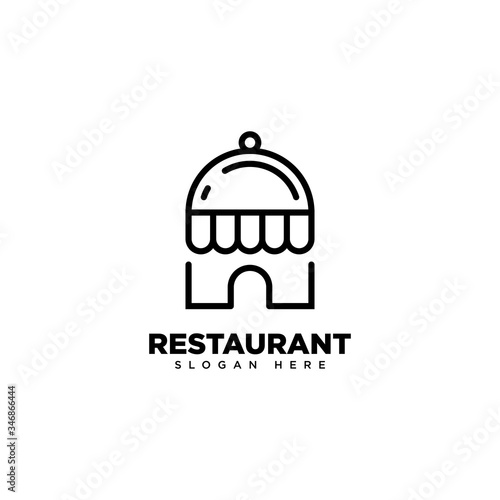 Restaurant Outline Logo Design on White Background