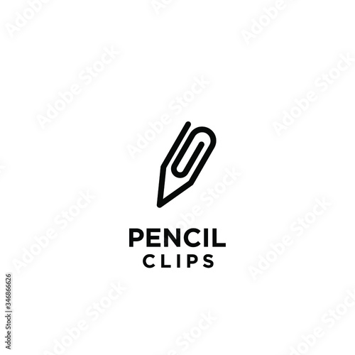 simple pencil clip logo icon design template